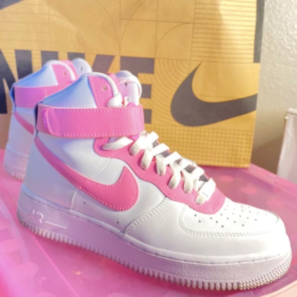 Custom Pink & White Nike Air Forces